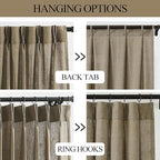 Vision Home Brown Pinch Pleated Semi Sheer Curtains Textured Linen Blended Light Filtering Window Curtains 84 inch for Living Room Bedroom Pinch Pleat Drapes with Hooks 2 Panels 40" Wx84 L