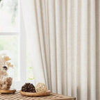 Vision Home Natural Pinch Pleated Semi Sheer Curtains Textured Linen Blended Light Filtering Window Curtains 112 inch for Living Room Bedroom Pinch Pleat Drapes with Hooks 2 Panels 42" Wx112 L