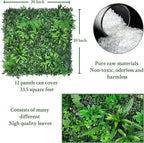 Artificial Greenery Wall Panels: 20''x 20'' 12P UV-Anti Faux Greennery Grass Wall Privacy Backdrop Fence Screen for Garden Fence Covering Privacy, Outdoor Indoor Home Decor