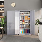 Superday Metal Storage Cabinet with Lock, 72" H Garage Storage Cabinet with Doors and 4 Adjustable Shelves,Grey Steel Locking Cabinets for Office, Home, Garage, Gym, School