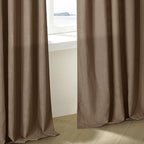 Brown Pinch Pleated Linen Curtains 84 Inches Long 2 Panels Set for Living Room Dining Pinch Pleat Back Tab Light Filtering Boho Farmhouse Bedroom Window Curtain Drapes 84 Inch Length Dutch Cocoa