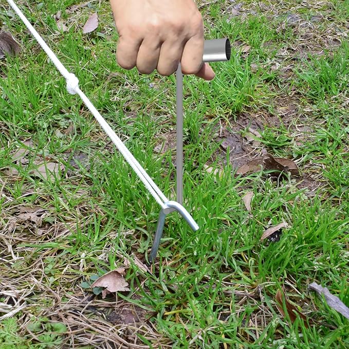 Metal Tent Stakes Heavy Duty 9 Inch with Puller Tool, 25 Pack Anti-Rust Galvanized Steel Ground Anchors Camping Tarp Stakes for Inflatables Outdoor Decorations