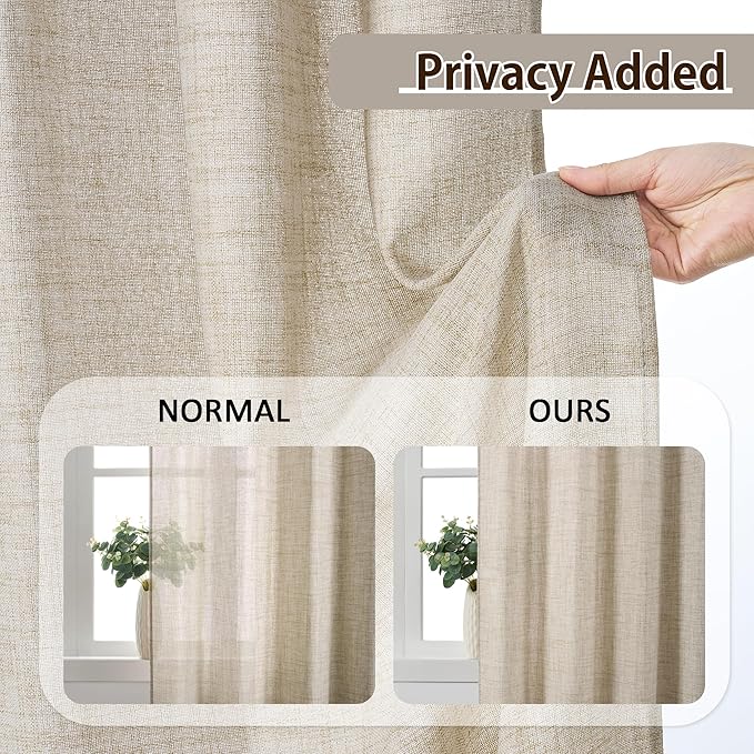 RAIN CITY Beige Pinch Pleated Sheer Curtains 92 Inches Long,W50 x L92 Inch Light Filtering Drapes for Kids Bedroom Nursery Privacy Back Tab with Hooks Semi Sheer Curtain 2 Panels Set