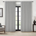 Grey Curtains 60 Inch Length Wide Pleated Blackout Curtain for Sliding Glass Door/Living Room, Farmhouse Linen Thick Boho Bedroom Heavy Insulated Large Window Drapes (60" Wx90 Lx2Panels)