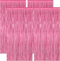 4 Pack Birthday Decorations, 3.28 FT x 7.05 FT Pink Backdrop, Metallic Happy Birthday Backdrop Fringe Curtains Party Streamer, Bachelorette Party Decorations Princes Birthday Valentines Party Decor