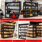 SILVEL 48.2" W Garage Shelving, 5000LBS Heavy Duty Metal Shelving, 2025 Grid Storage Shelves with 2 Side Pegboards, Industrial 5 Tier Shelves for Basement Pantry Warehouse Supermarket, 4 Pack