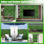 Grass Wall Panels, 20"x20" 8pcs Artificial Grass Backdrop Wall with Tropical Leaves, UV-Anti Faux Greenery Plant Boxwood Panels for Privacy Fence Screen, Green Wall Decor for Outdoor Indoor