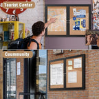 Mifuro 48"x34" Enclosed Bulletin Board, Outdoor Lockable Weather-Resistant Aluminum Cork Noticeboard for School & Office, Black Frame w/Cork