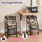 SWTYMIKI Rolling Cart with Drawers - Metal Utility Cart with Wood Shelf, DIY Divider and Locking Wheels, Craft & Art Cart Organizer for Under Desk Storage for Home Office Studio, Black