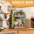 Chip Rack Display Stand, 6 Tiers 50 Clips Snack Organizer, 360° Rotating Wood Base Candy Display Rack, Portable Retail Display Shelf for Countertop, Office, Store, Kitchen, Party