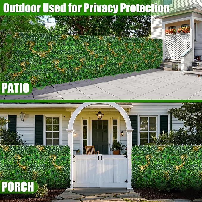 Grass Wall Panels, 20"x20" 12pcs Artificial Grass Backdrop Wall with Tropical Leaves, UV-Anti Faux Greenery Plant Boxwood Panels for Privacy Fence Screen, Green Wall Decor for Outdoor Indoor