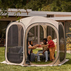 East Oak Screen House Tent Pop-Up, Portable Screen Room Canopy Instant Screen Tent 10 x 10 FT with Carry Bag for Patio, Backyard, Deck & Outdoor Activities, Brown