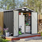 6x4 FT Outdoor Storage Shed, Metal Garden Tool Shed with Sloping Roof & Lockable Door for Patio Lawn Backyard (Black)
