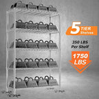 Storage Shelves Heavy Duty, 36" L x 14" W x 72" H Garage Wire Shelving Unit Loads 1750LBS, 5-Tier Adjustable Metal Industrial Utility Shelf Rack for Kitchen, Laundry Room, Pantry, Warehouse, Basement