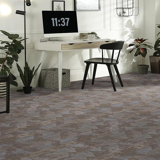 Mohawk Elite 12" x 36" Heathered Loop Glue Down or Floating Installation Carpet Tiles with Cushioned Backing in Color Berkeley Hills