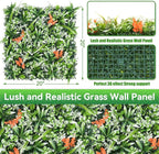 Greenery Wall Panels, 20"x20" 16PCS UV Protected Fake Grass Backdrop Privacy Fence Screen, Artificial Hedges for Outdoors Indoors Green Decor