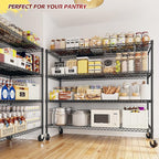 REIBII 55.5''W Storage Shelves 2500LBS Wire Shelving Unit with Wheels Heavy Duty Metal Shelves for Storage Adjustable Garage Storage Rack Pantry Shelf Kitchen Shelving, 75.6" H X 55.5''W X 24" D, 3PCS