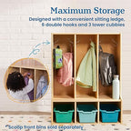 ECR4Kids Streamline 3-Section Toddler Coat Locker with Bench, Kids Furniture, Natural