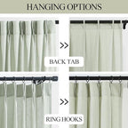 Vision Home Pinch Pleated Semi Sheer Curtains Textured Linen Blended Light Filtering Window Curtains 90 inch for Living Room Bedroom Pinch Pleat Drapes with Hooks 2 Panels 40" Wx90 L,Soft Green