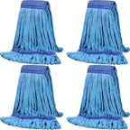 Lallisa 4 Pcs Commercial Mop Head Replacement Tube Microfiber Industrial Looped End Mop Heads Refill for Floor Cleaning for Home Commercial Industrial Use(Medium,Blue)