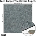 Carpet Tiles Peel and Stick, Self Adhesive Carpet Floor Tile 24" x 24", Light Grey Soft Padded Flooring Sticker, Home Decor for Bedroom Living Room Office, 20 Tiles per Box