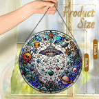 Stained Glass Window Hanging, LAOWEIKI 8'' UFO&Alien Suncatcher, Stained Glass Ornament, Suncatchers for Windows Hanging, Window Decor, Outdoor or Indoor, Gifts for Friends, Art Lover, Astronomer