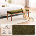 Rowill 53 Inch Long Entryway Bench for Bedroom End of Bed, Dining Room Bench with Upholstered Padded Seat and Solid Wood Leg for Kitchen, Living Room, Indoor and Hallway, Green
