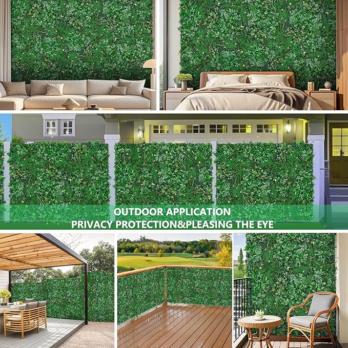 40"x120"(33.33 SQFT) Grass Wall, Artificial Boxwood Panels, Privacy Hedge Fence Screen with UV Protection, Greenery Backdrop for Indoor Home Wedding Decor and Outdoor Garden Backyard