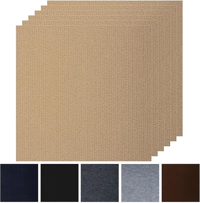 Peel and Stick Carpet Squares 24" x 24", Self Adhesive Non-Slip Carpet Tiles, Peel and Stick Soft Padded Carpet Tiles for Kitchen Bedrooms Indoor Outdoor(10 Tiles/40 sq ft)