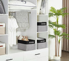 DECOMOMO Storage Baskets for Shelves - Fabric Storage Bins, Linen Closet Organizers and Storage (Grey & Black, XL - 3 Pack)