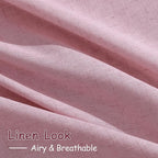 Linen Look Rose Curtains 84 Inch Long 2 Panel Set with Back Tab Rod Pocket Light Filtering Privacy Semi Sheer Textured for Neutral Farmhouse Style Bedroom and Living Room 52x84