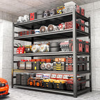 Garage Shelving Units, Heavy Duty 5-Tier Storage Shelves, Metal Adjustable Storage Rack, Steel Shelves, 2750 lbs Capacity, Industrial Shelving for Heavy Tools (Black, 24"Dx47"Wx88"H, 5-tier)
