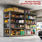 72" H Storage Shelves with Reinforced,2000LBS Garage Shelving,Adjustable Metal Shelving Unit,Garage Shelve Heavy Duty for Basement, Warehouse, Kitchen,35.6" W × 16" D × 72" H, Black