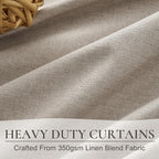 Grey Flax Extra Long Curtains 120 inch Length 2 Panels Set, Hook Belt&Rod Pocket White Backing Beige Taupe Thermal Living Room/Bedroom/Sliding Door Linen Blackout Window Summer Drapes (50"Wx120"Lx2 )