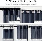 XTMYI Navy Blue Curtains 84 Inch Lengh,Linen Sheer Back Tab Hooks Pleated Light Filtering Dark Blue Kids Curtains for Boys Bedroom Living Room 2 Panel Set,Midnight/Indigo