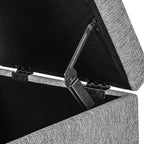 Adeco 17" Square Ottoman with Storage, Small Grey Storage Ottoman Foot Rest with Hinged Lid & Solid Wood Legs, Linen Fabric Foot Stool for Living Room & Bedroom