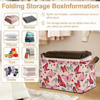 Pink Butterfly Storage Bins with Handles, Collapsible Storage for Clothes, Gift Basket, Blankets & Closet Organization