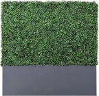 AGPL New Generation Artificial Hedge Green Wall with Dark Gray 201 Stainless Steel Planter Box (48" H 48" W12 D)
