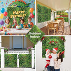 Artificial Grass Wall Panels for Indoor Outdoor, 40"x40" (11.09 Sq.Ft), 3D Boxwood Panels, Greenery Wall Backdrop for Home Living & Wedding Event Decor with DIY 60 PCS Flower,100 PCS Zip Ties