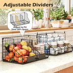 2 Tier Pantry Organizers and Storage Shelf, Stackable Can Organizer for Canned Food and Goods, Metal Wire Rack with 4 Adjustable Dividers Holds 60+ Cans for Under Cabinet Countertop
