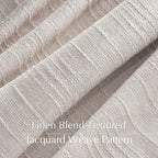 NICETOWN Boho Linen Curtains Jacquard Waffle Weave Pattern, Thick Window Treatments Privacy with Light Filtering Drapes for Living Room, Angora, W52 x L84, 2 Panels