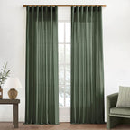 XTMYI Olive Green Linen Curtains, Light Filtering Sheer Window Treatments, Boho Floor to Ceiling Curtains for Bedroom Aesthetic Living Room, 84 Inches Long, 2 Panels Set