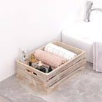 Large Size Wood Crates for Storage, Decorative Vintage Walnut Wooden Boxes for Display, Handmade Solid Wood Set of 3 Rustic Crates (Walnut)