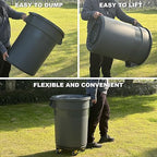 32 Gallon Outdoor Trash Can with Lid and Wheel, Rolling Trash Can with Removable Wheels, Commercial Trash Cans, Outdoor Garbage Can for Kitchen, Garage, Backyard and Patio（2 Pack）