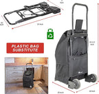 dbest Products Trolley Dolly Compact with Pockets – Foldable Grocery Cart on Wheels – Multi Use Rolling Cart with Removable Bag, Storage Pockets, and Hand Truck Dolly Function, Black