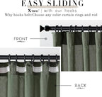 XTMYI 96 Inches Long Curtains Drapes for Sliding Glass Patio Door,Textured Cotton Boho Linen Sheer Window Curtain Panels,Set of 2,Moss Olive Green