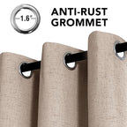 H.VERSAILTEX Linen Curtains 100% Blackout Curtains for Bedroom 54 inch Long Full Light Blocking Nature Linen Blended Window Curtains for Living Room Nickel Grommet (2 Panels, Heathered Sand)