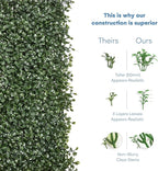 Grass Wall Panels 20″ × 20″ (24 Pack) – UV-Protected Artificial Boxwood Hedge Greenery Backdrop Covers 66 sq ft, Indoor/Outdoor Privacy Fence Screen, Zip Ties & Spare Leaves Included