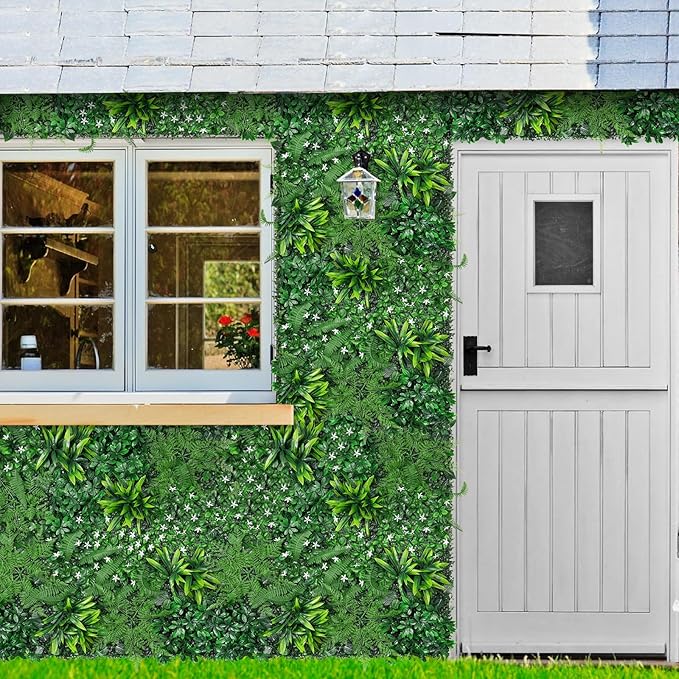 Grass Wall, Artificial Boxwood Panels 20"x20"(16pcs), Privacy Hedge Fence Screen with UV Protection, Greenery Backdrop for Indoor Home Wedding Decor and Outdoor Garden Backyard