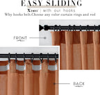 XTMYI Burnt Orange Curtans 63 Inch Length for Bedroom,Sheer Linen Light Filtering Fall Autumn Farmhouse Drapes for Living Room Decor
